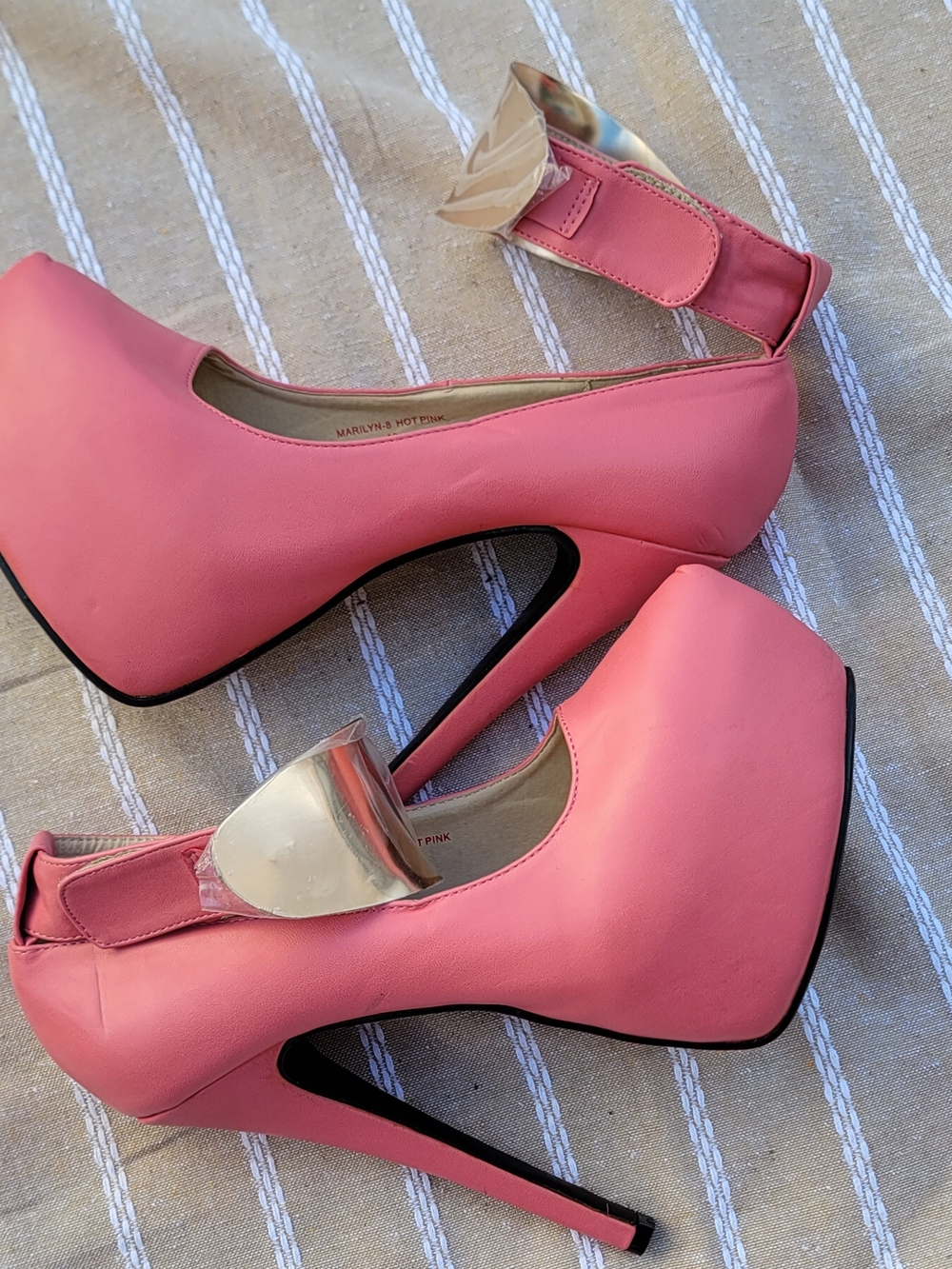 Marilyn-9 Hot Pink Platform Stiletto Heels with Metallic Accent